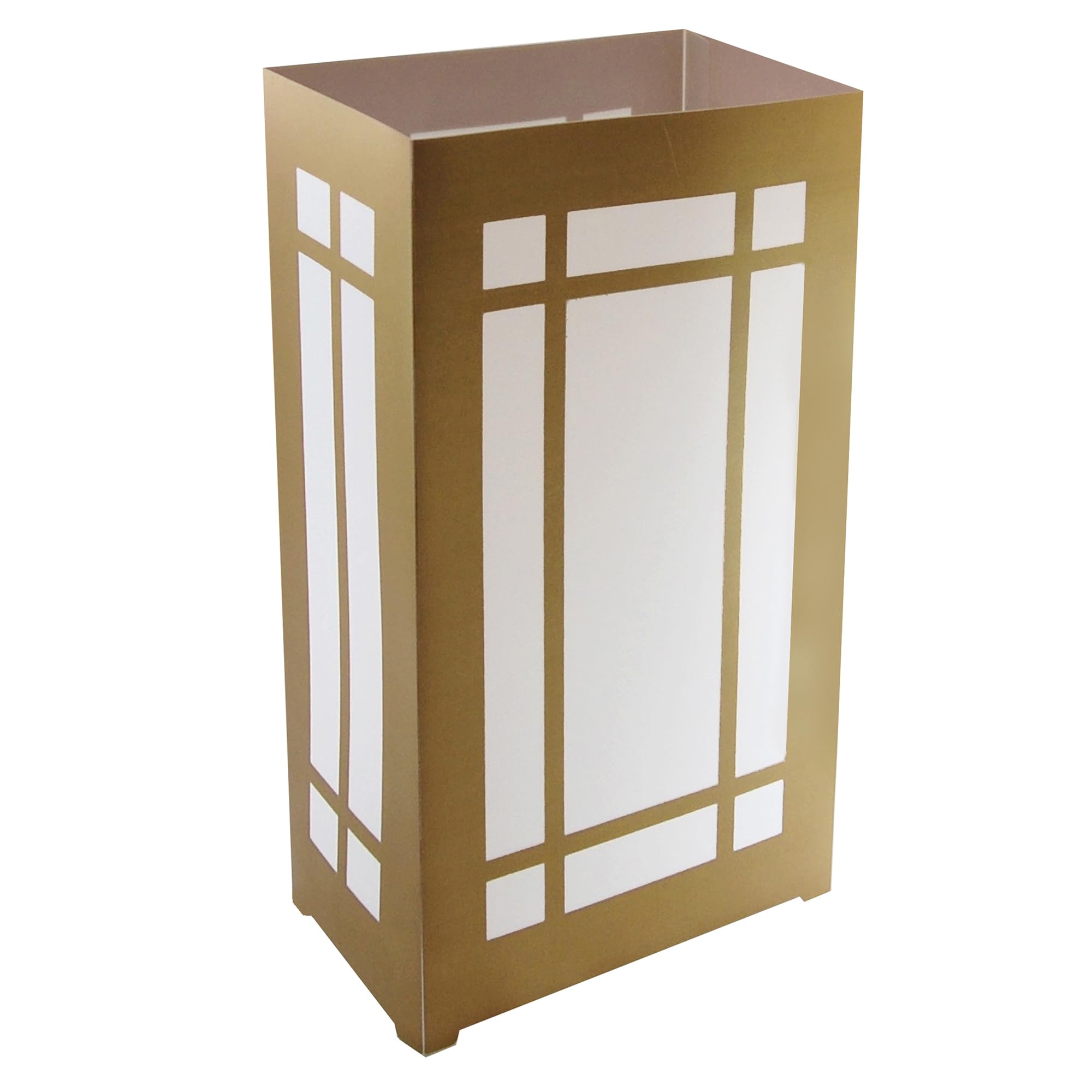 LumaBase Plastic Luminaria Lanterns, Gold Window - Set of 10