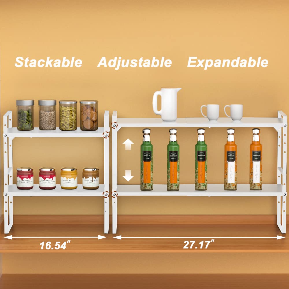 Wejipp Cabinet Organizer Shelf Expandable Cabinet Spice Rack Stackable Shelves For Cabinet Pantry Counter Cupboard Inside Cabine