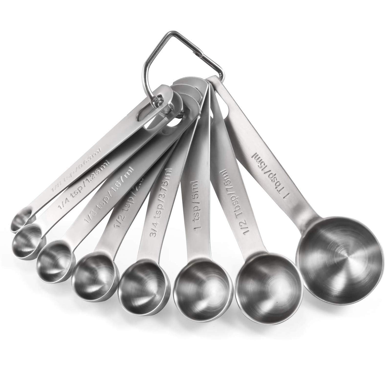 Measuring Spoons: U-Taste 18/8 Stainless Steel Measuring Spoons Set Of 8 Piece: 1/8 Tsp, 1/4 Tsp, 1/3 Tsp, 1/2 Tsp, 3/4 Tsp, 1 T