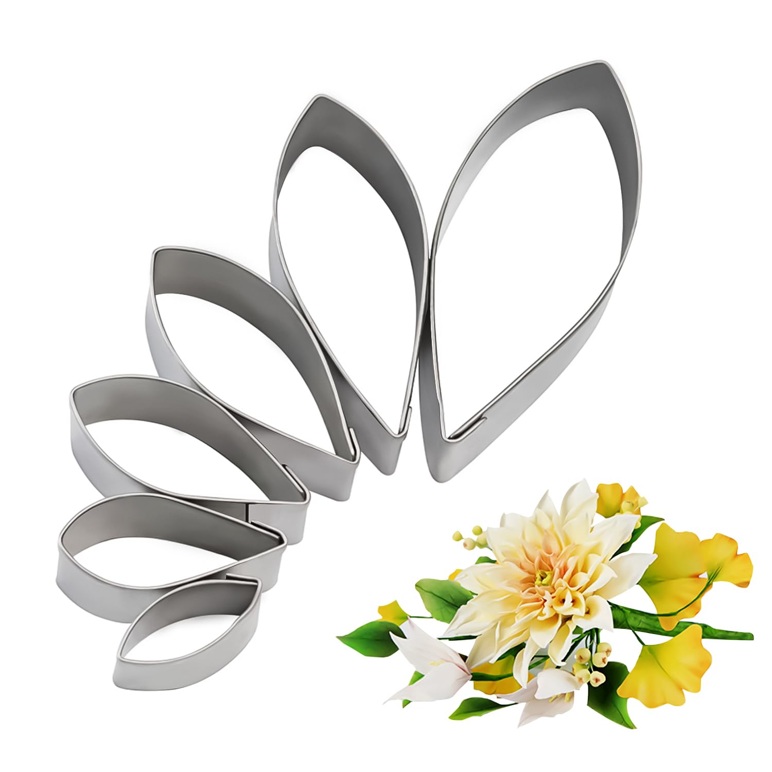 Kalaien 6Pcs/Set Dahlia Sugar Flower Cutter Set Fondant Cake Sugarcraft Decorating Tools