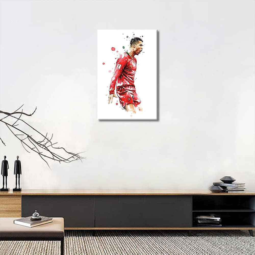 Tishiron Football Star Canvas Wall Art Cr7 Poster Painting Cristiano Ronaldo Back Competition Artwork Home Decor For Living Room