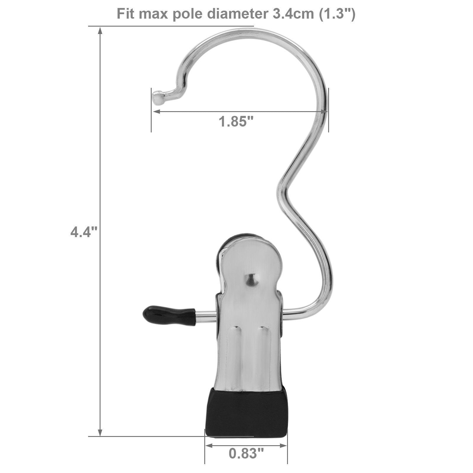 Bewishome 20 Pcs Laundry Hook Boot Hanging Hold Clips Portable Hanging Hooks Home Travel Hangers Clothing Clothes Pins, Chrome F