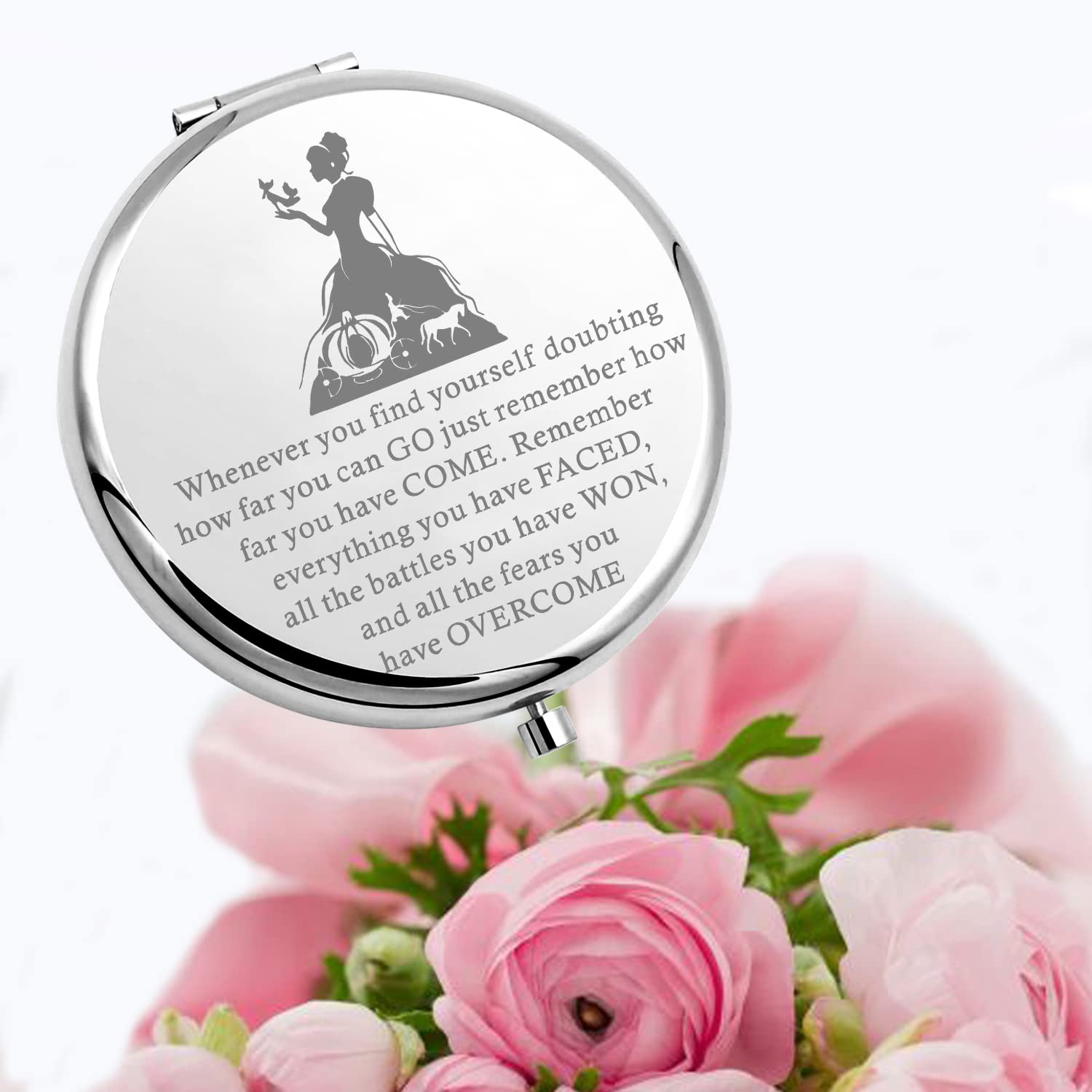 Lywjyb Birdgot Movie Inspired Gift Movie Inspirational Compact Makeup Mirror for Her (Cinder Mirr Whenever)