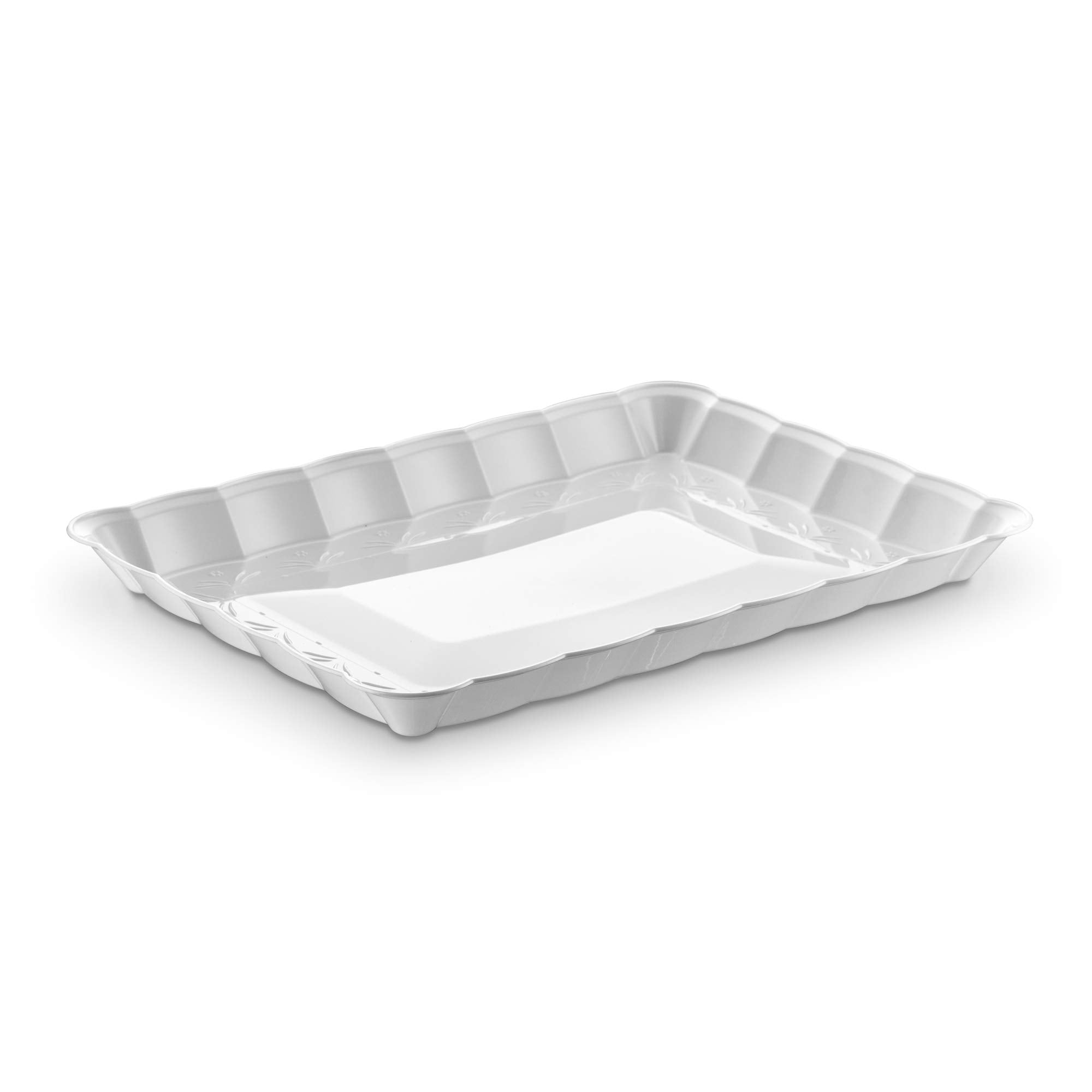 Plasticpro Plastic Serving Trays - Serving Platters Rectangle 9X13 Disposable Party Dish (12, White)