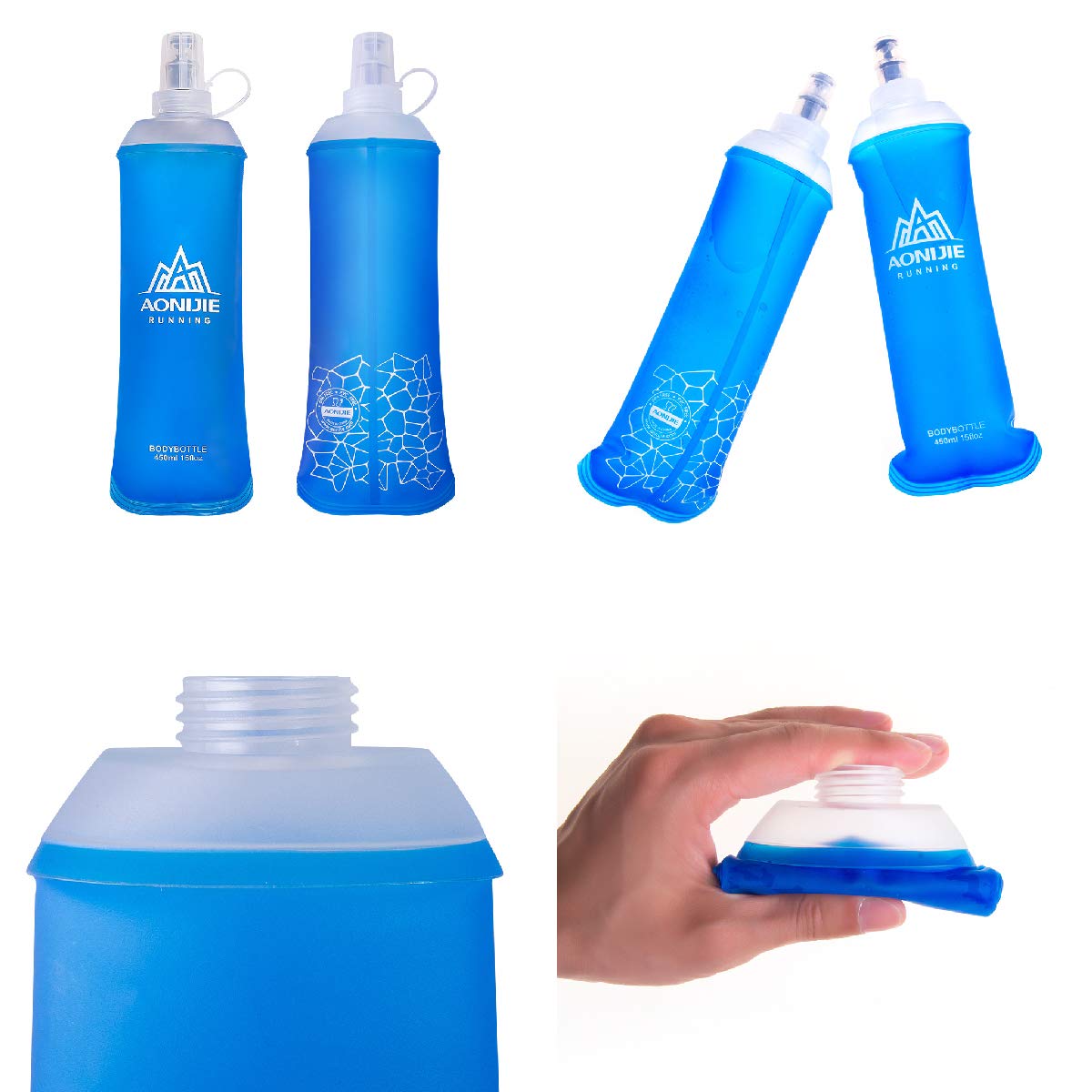 Triwonder Tpu Soft Folding Water Bottles Bpa-Free Collapsible Flask For Hydration Pack - Ideal For Running Hiking Cycling Climbi