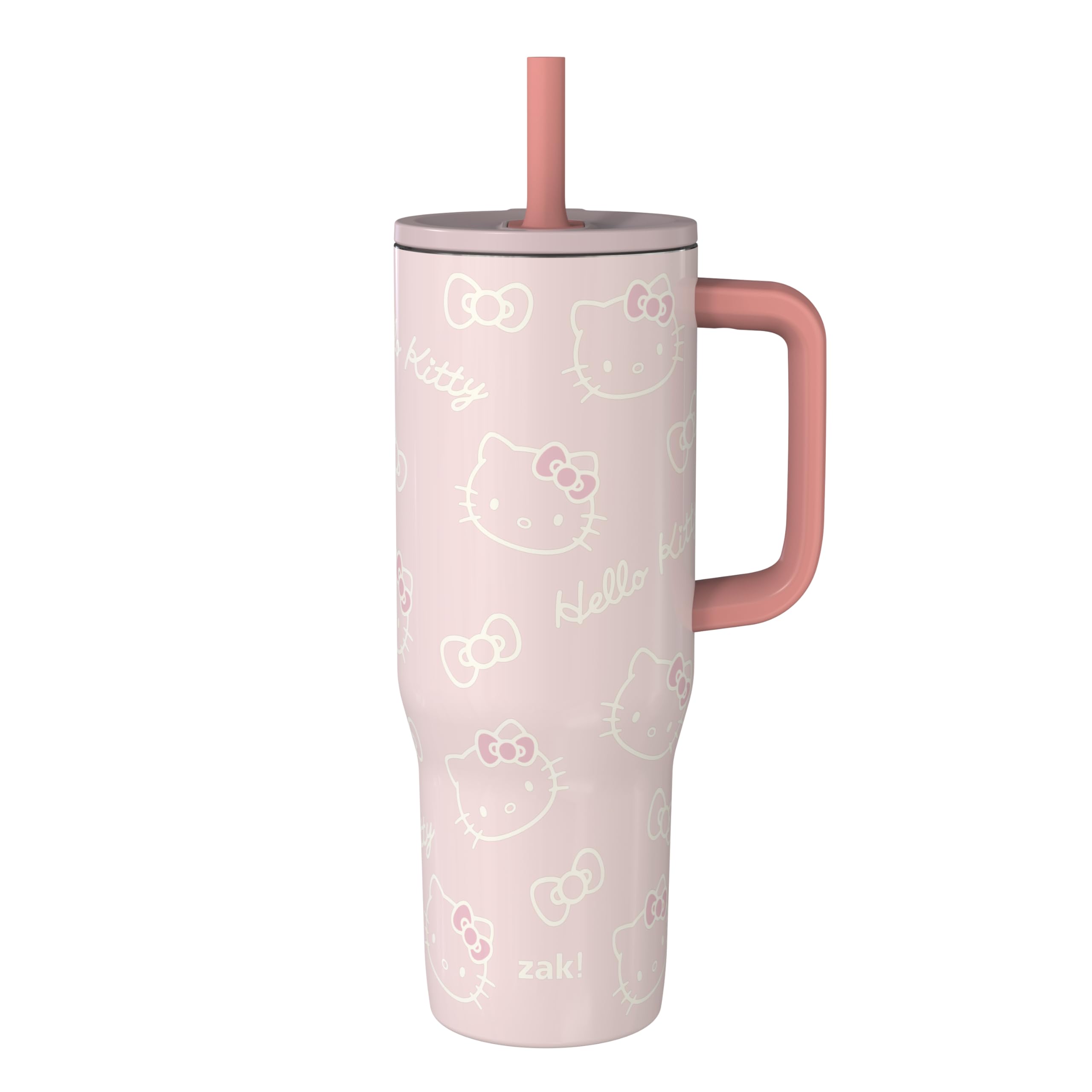 Zak Designs Sanrio Sutton Travel Tumbler for On the Go, 30oz Stainless Steel with Vacuum Insulation, Silicone Straw, and Carry H