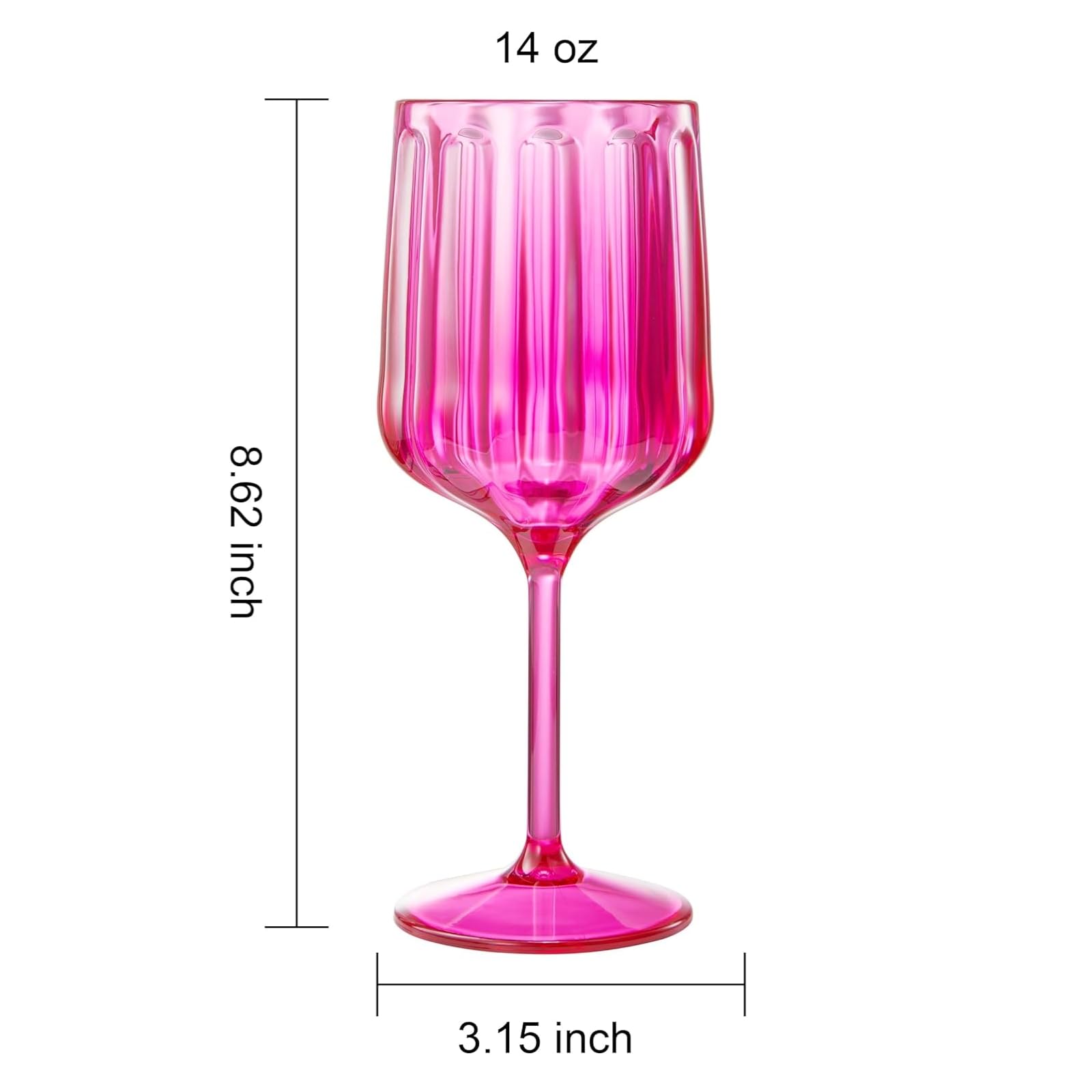 Khen Acrylic Lucia Stemmed Goblets -  Set of 6 |14oz | Coral