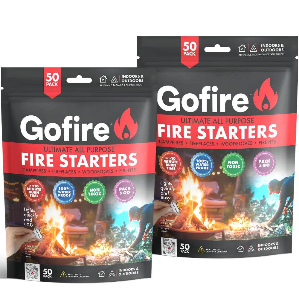 GOFIRE: Ultimate All Purpose Fire Starter- Non-Toxic, Earth-Friendly, Portable, Weather-Proof Fire Starter for Camping, Hiking, 