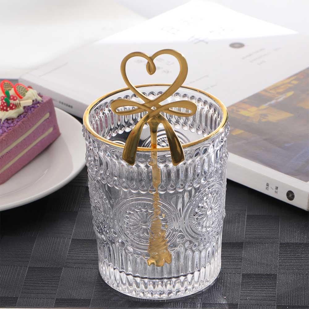 3 Pcs Stainless Steel Coffee Stirring Spoon, Love Heart Bowknot Hanging Cup Spoon Coffee Spoon Teaspoon, Long Handle Dessert Spo