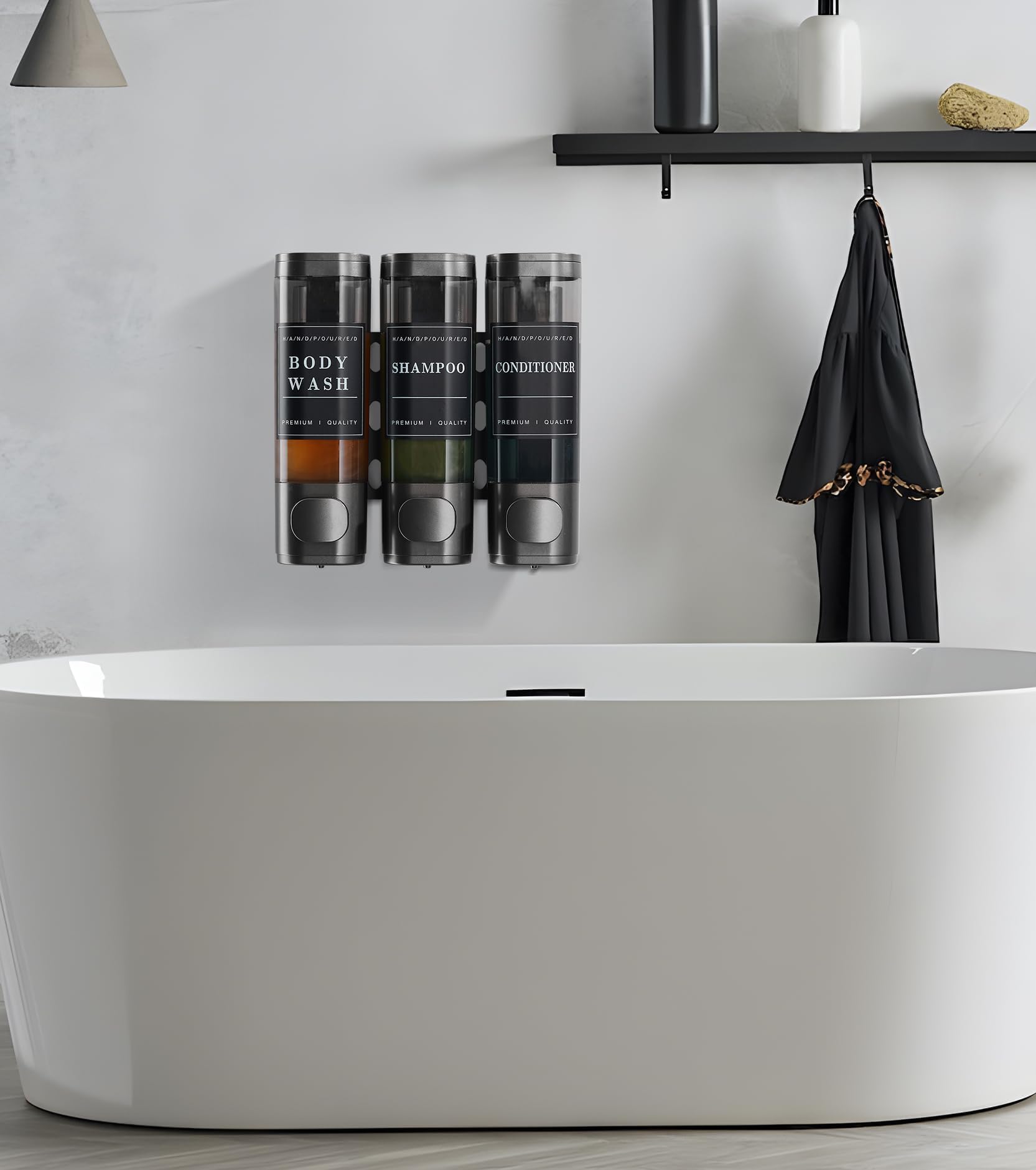 Cabo Deseado Shower Soap Dispenser Wall Mounted No Drill Shampoo Dispenser For Shower Wall Shampoo And Conditioner Dispenser Bat