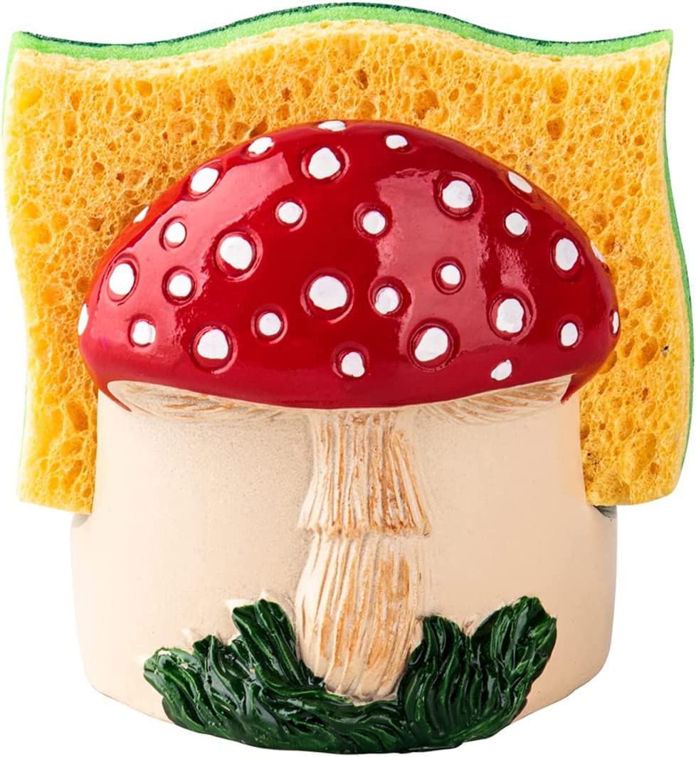 Dgudgu Mushroom Kitchen Sponge Holder Ceramic Sponge Dish Red Sponge Holder For Kitchen Sink Caddy Decor For Kitchen Kitchen Sin