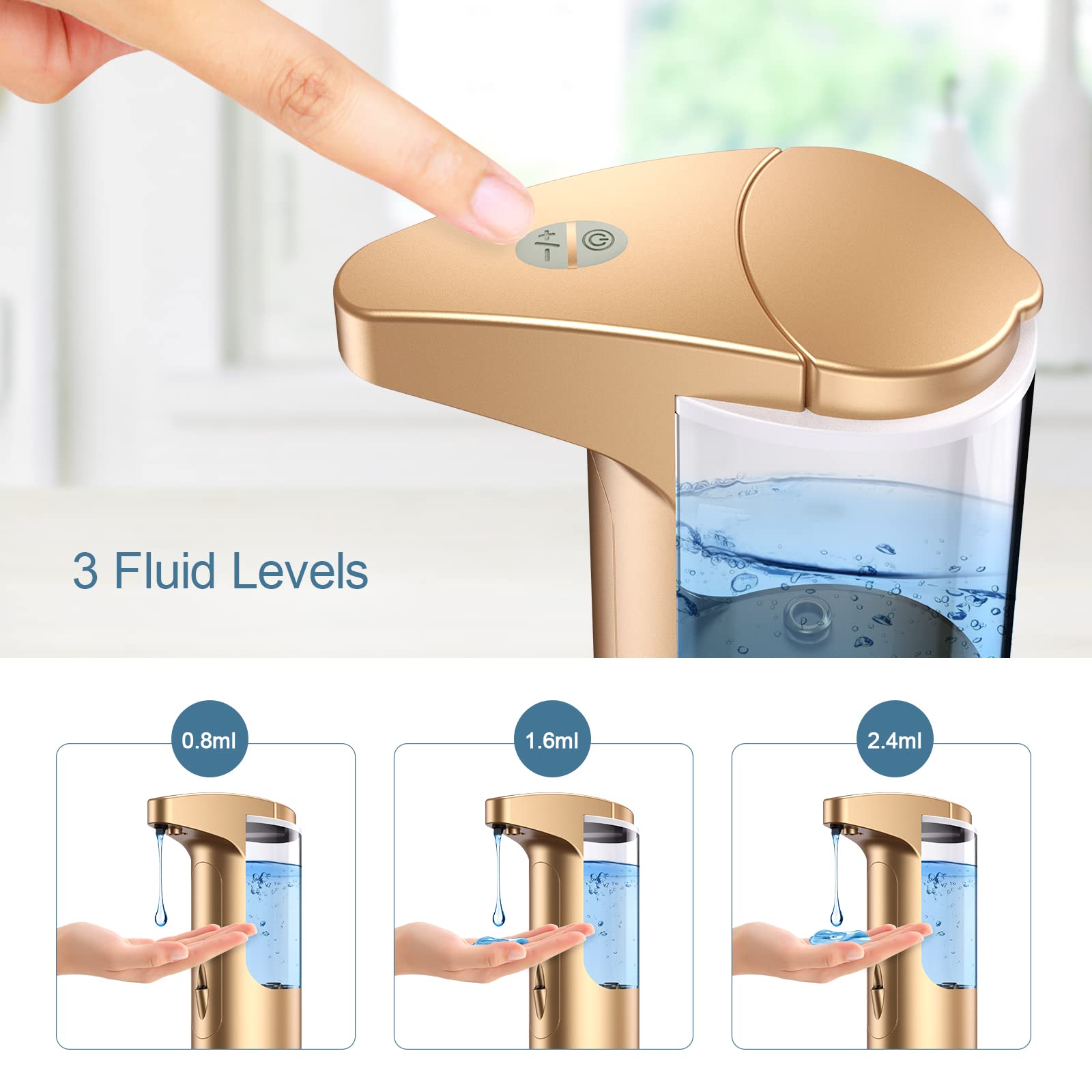 Ankilo 12.5Oz Automatic Liquid Soap Dispenser, Touch-Free Battery Operated Adjustable Volume Premium Soap Dispenser For Kitchen