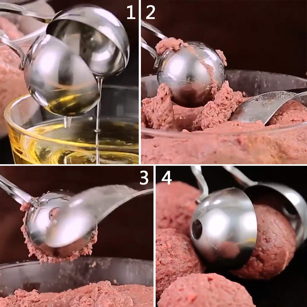 Meatball Maker, 2 Pcs None-Stick Meatball Maker With Detachable Anti-Slip Handles, Stainless Steel Meat Baller Tongs, Cake Pop R