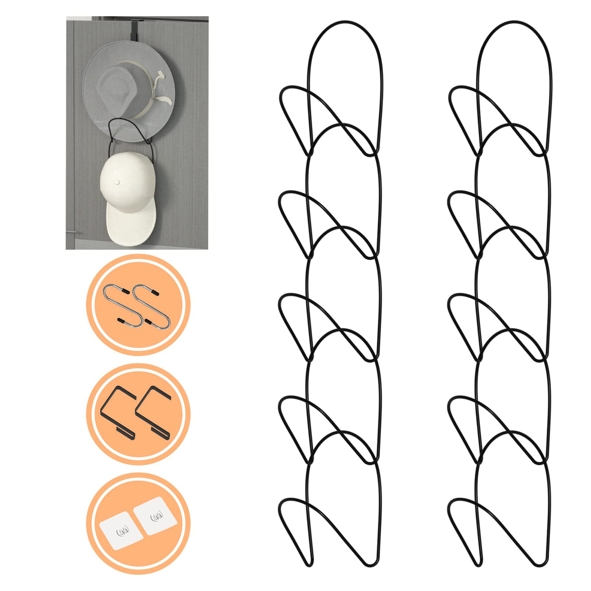 Hikinlichi 10 Pack Hat Racks Hangers Baseball Cap Holders Organizers Closet Hanging Display Storage Rack For Scarves Handbags To