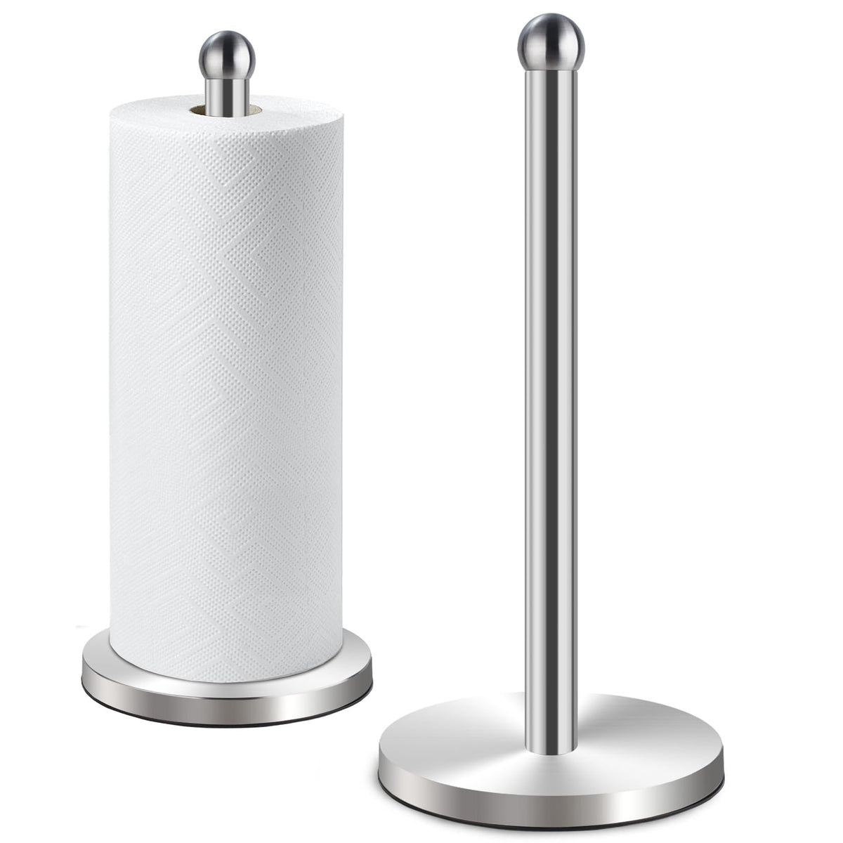 Dawner Paper Towel Holder Countertop, Freestanding Kitchen Paper Holder Stand, One-Handed Tear, Stainless Steel, Paper Towel Dis