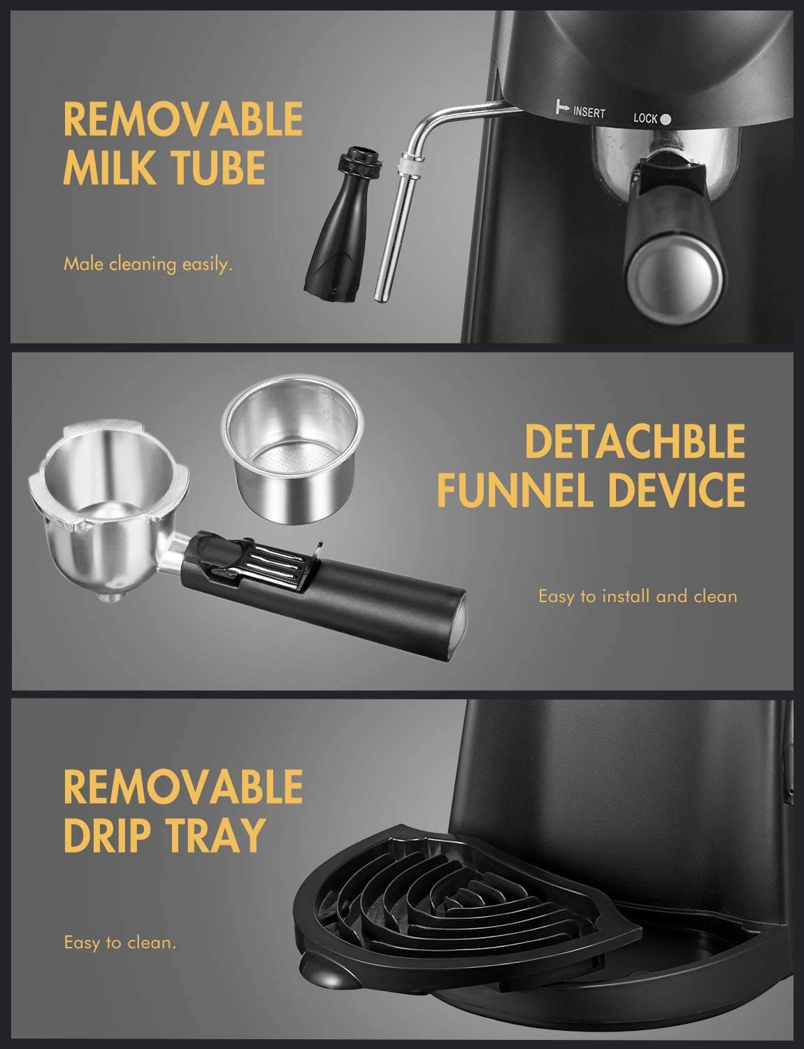 Yabano Espresso Machine  3.5Bar Espresso Coffee Maker  Espresso and Cappuccino Machine with Milk Frother  Espresso Maker with Steamer