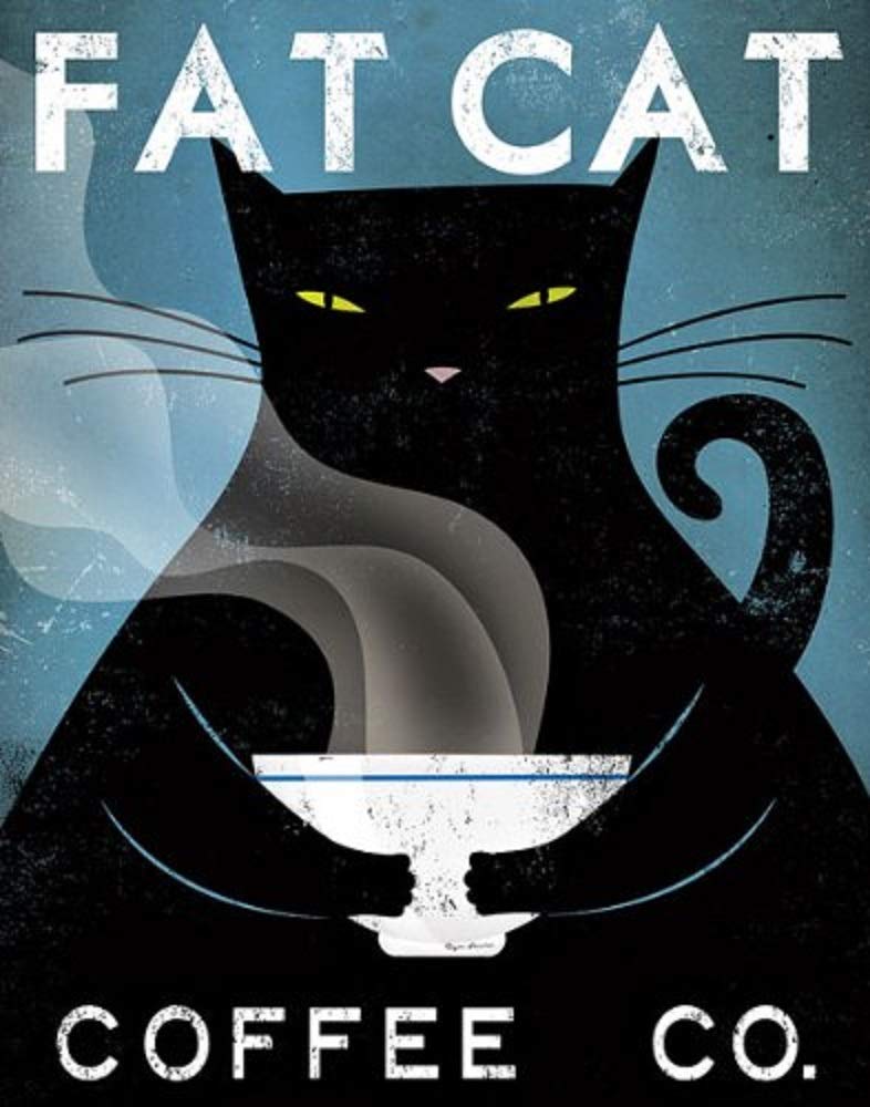 Cat Coffee No City Ryan Fowler Advertisements Vintage Ads Cats Print Poster 11X14