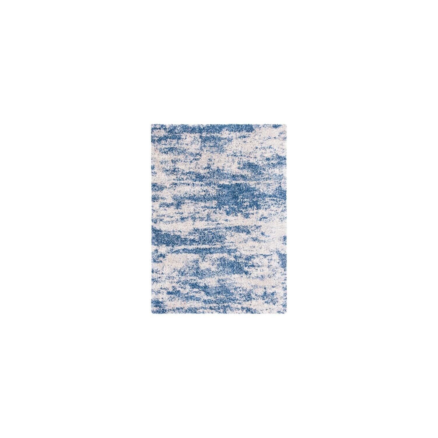 Safavieh Berber Shag Collection Area Rug - 10 x 14, Beige & Blue, Modern Abstract Design, Non-Shedding & Easy Care, 1.2-inch T