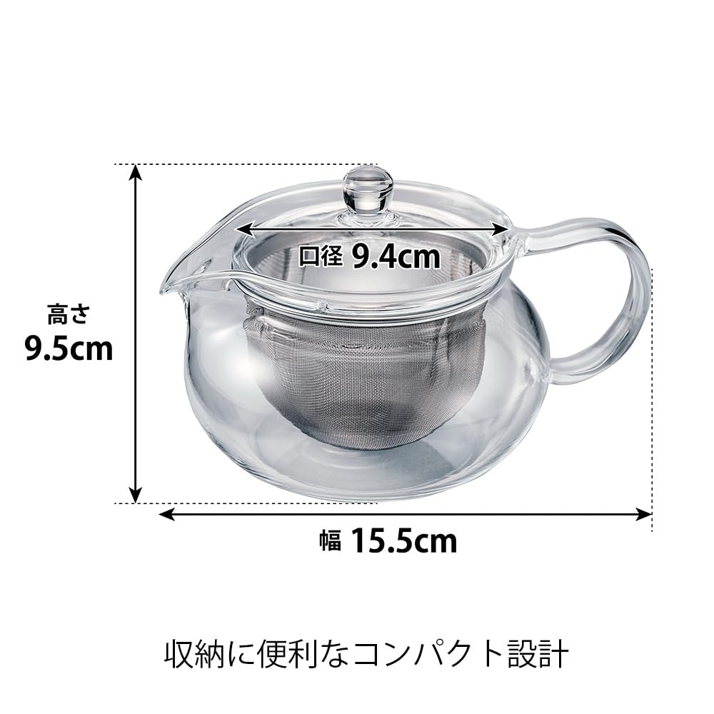 HARIO ChaCha Kyusu Glass Tea Pot, 450ml, Model CHJMN-45T, Perfect for Tea Lovers