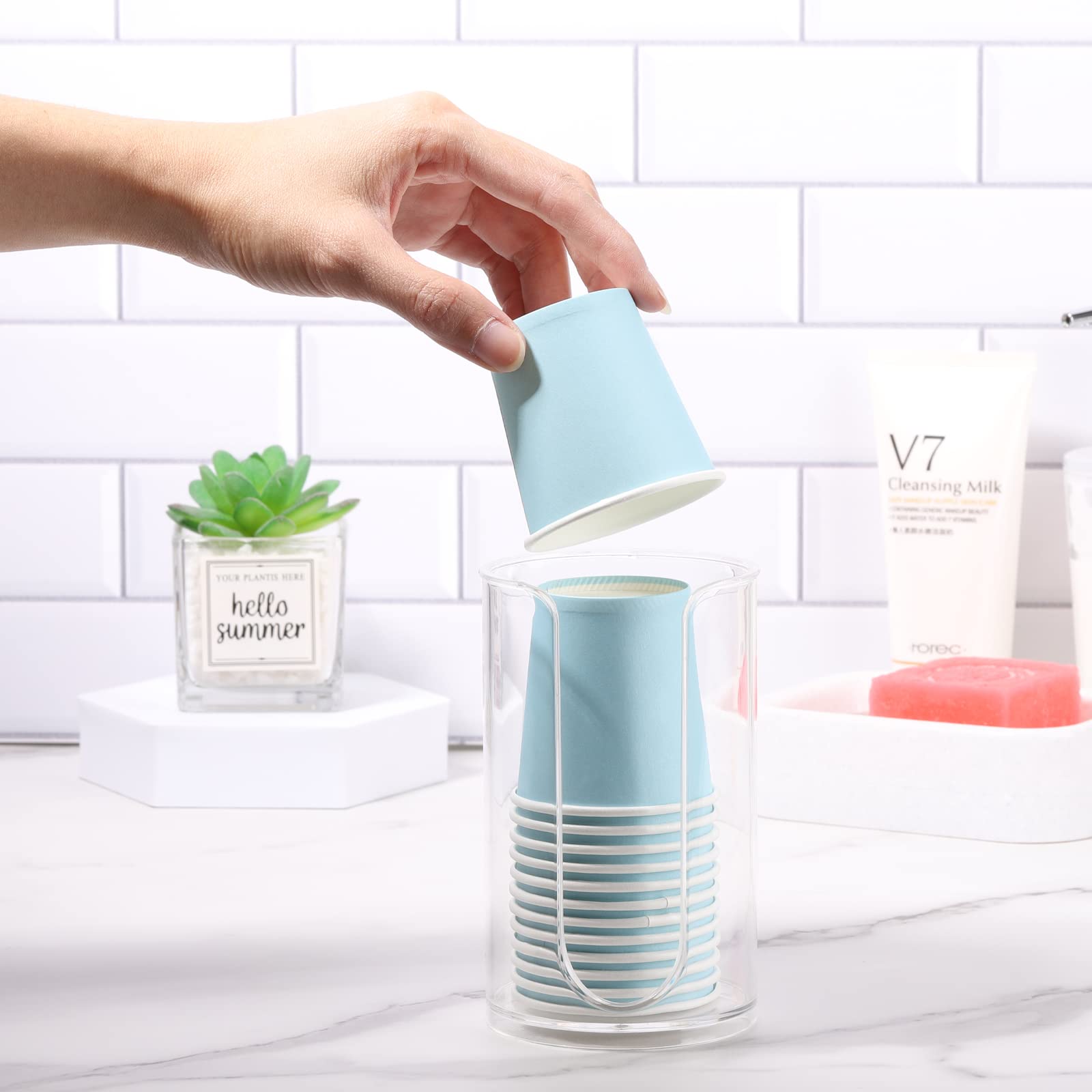 Lovebb Bathroom Cup Dispenser, 3Oz-5Oz Small Disposable Paper Cups Holder For Bathroom Vanity Countertop'S Rinsing/Mouthwash Cup