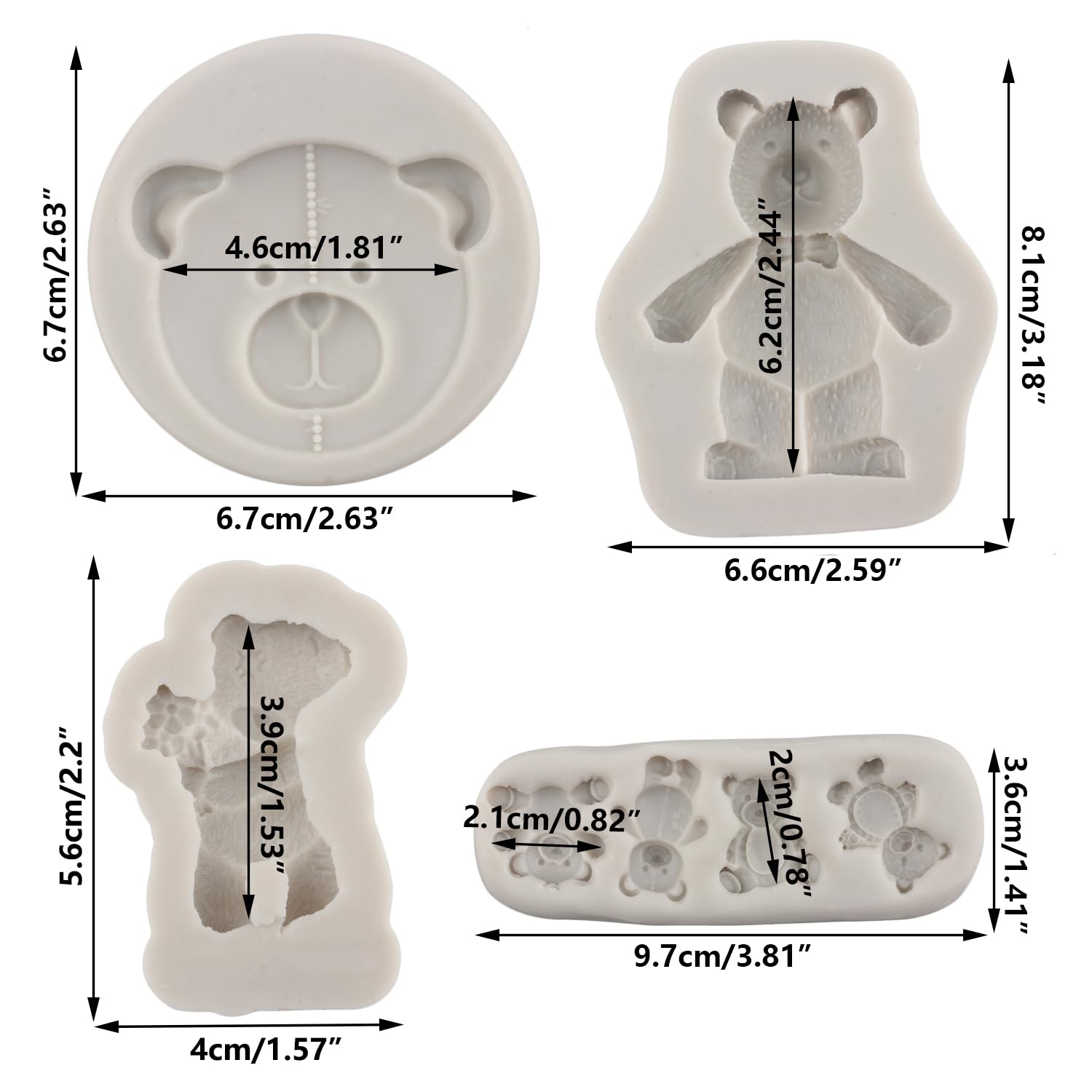 Sijiangmold Bear Fondant Molds Teddy Bear Cake Decoration Silicone Mold For Cupcake Topper Cake Decorating Candy Chocolate Gum P
