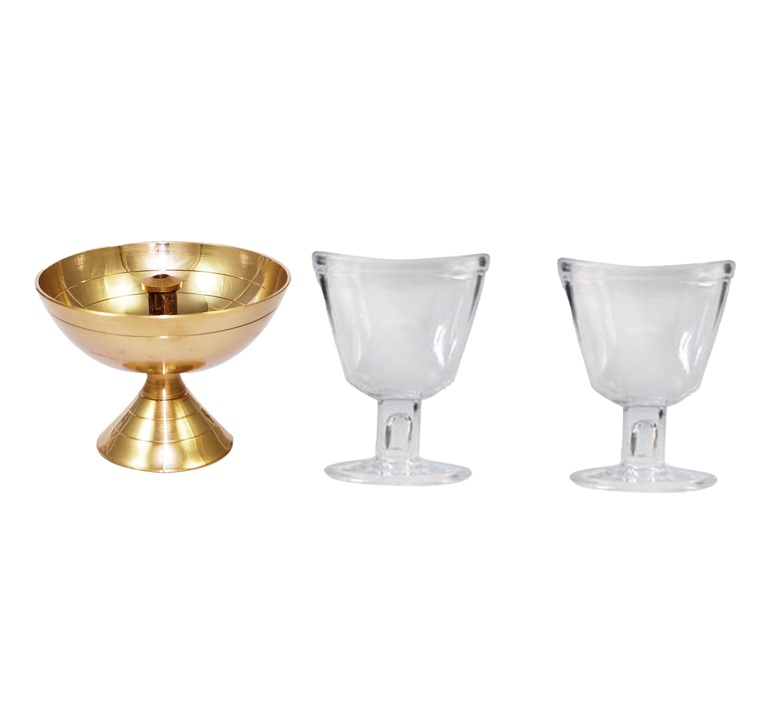 The Yogis Trataka Candle Stand for Opening Third Eye Meditation with Brass Diya and Eye Wash Cup