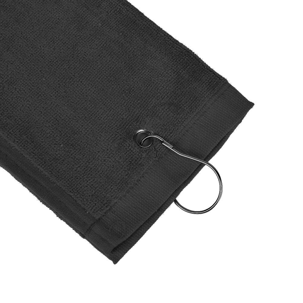 Yuyeran 2 Pack Golf Fold Towel With Metal Carabiner Clip Sports Hiking Black 12Inch X 16Inch