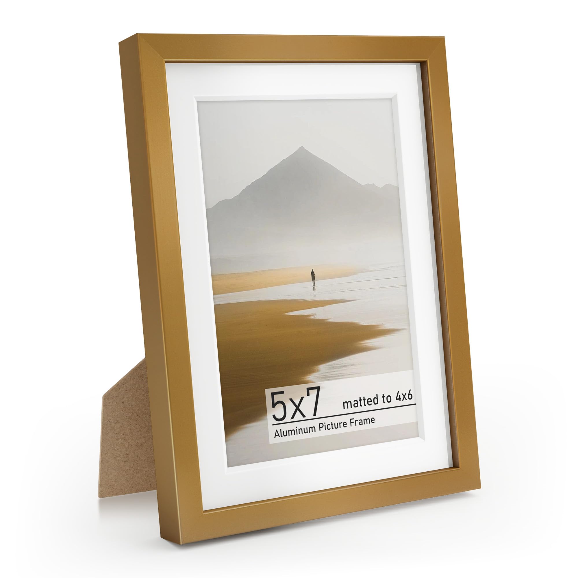 Acovy 5x7 Picture Frame, Aluminum Photo Frame Matted to 4x6, with High Definition Plexiglass, Metal 5 x 7 Picture Frame for Wall