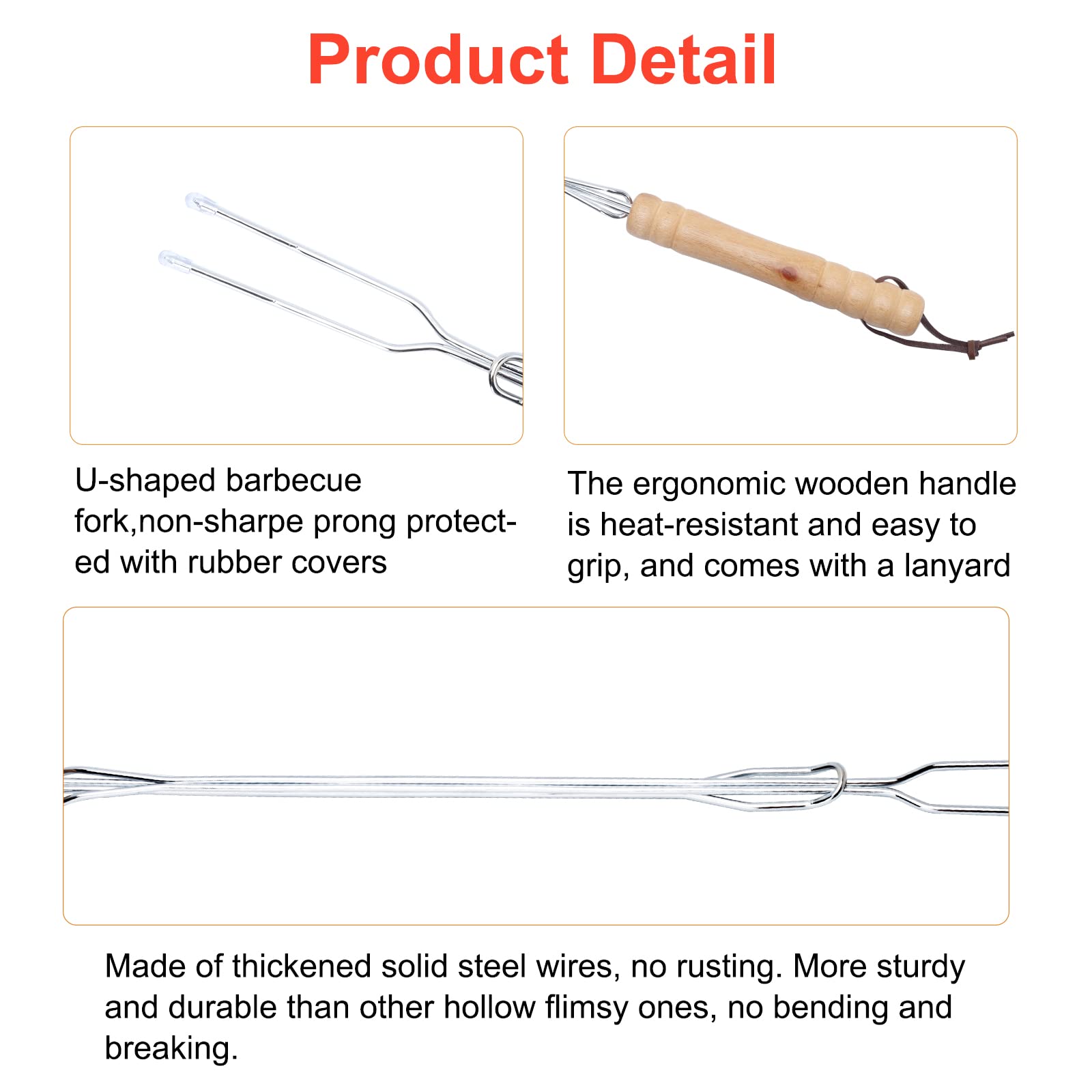 Hengi 6 Pack Marshmallow Roasting Sticks, 30'' Extendable Long Smores Sticks, Hot Dog Sticks For Campfire, Telescoping Heavy Dut
