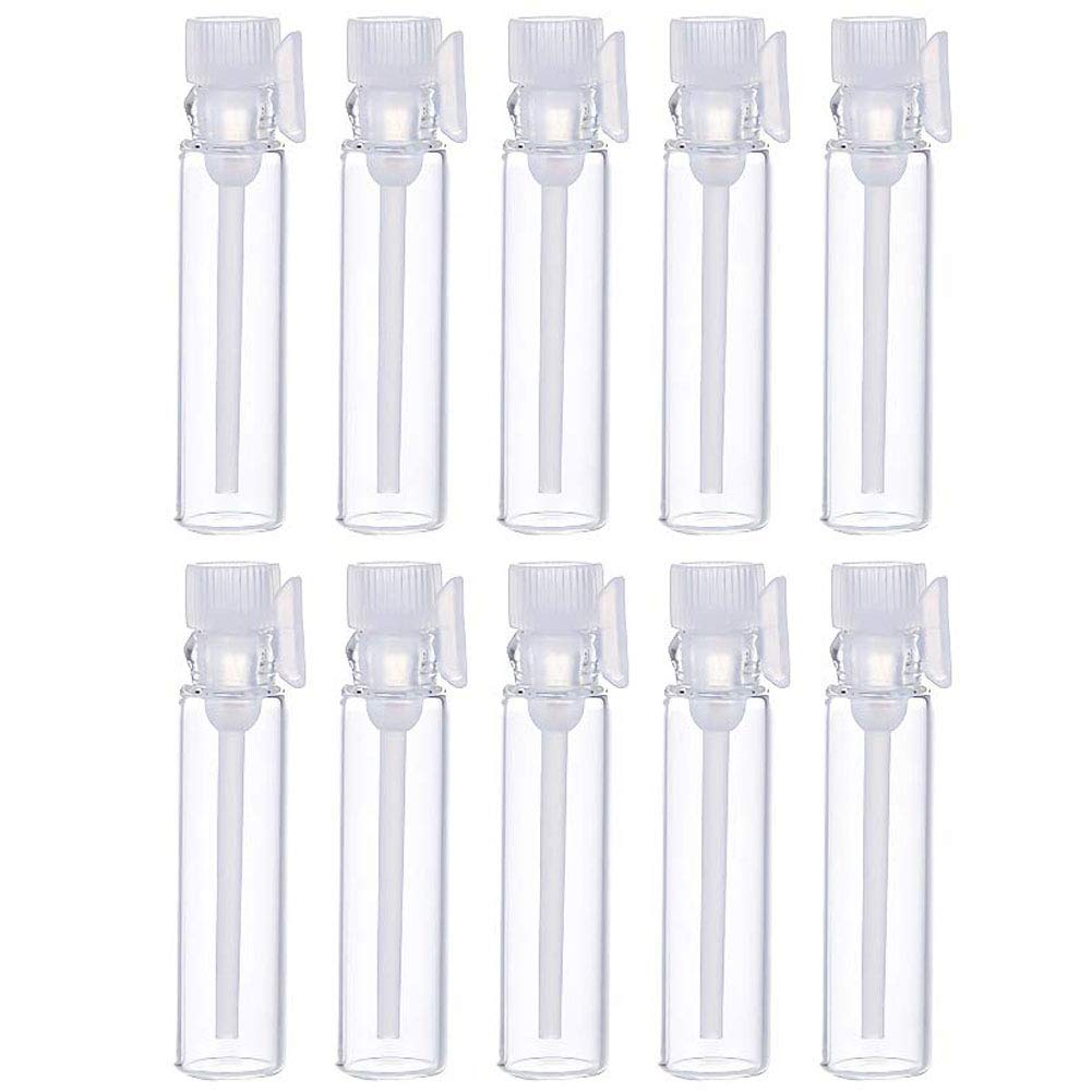 Teensery 100 Pcs Empty Perfume Sample Bottles Mini Glass Refillable Sample Vial Containers With Clear Cap For Aromatherapy, Esse