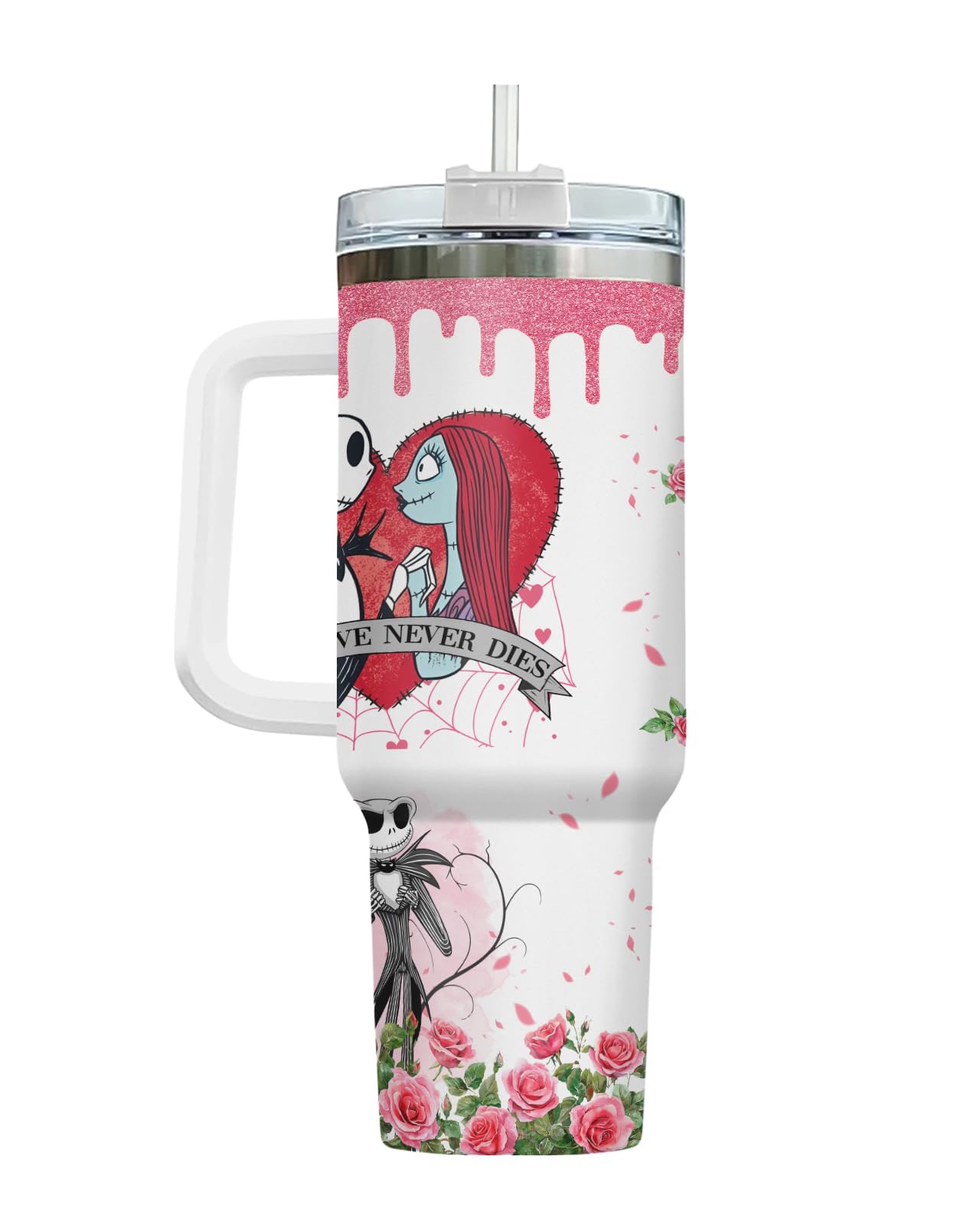 GEPOSTORE 40oz Tumbler with Handle and Straw Insulated Travel Mug