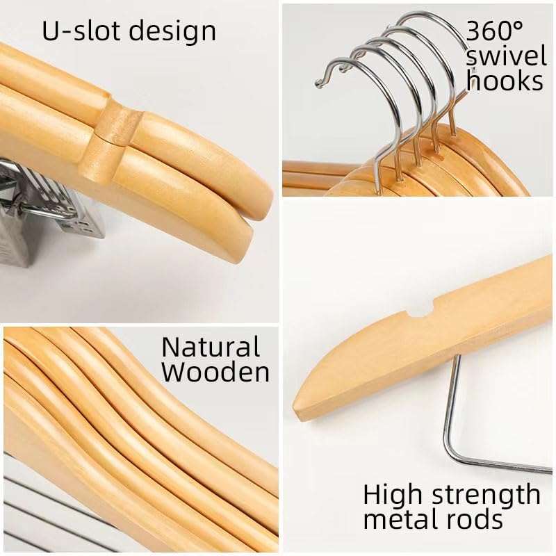 10 Pack Wooden Hangers Suit Hangers Skirts Hangers Coat Hangers With Clips