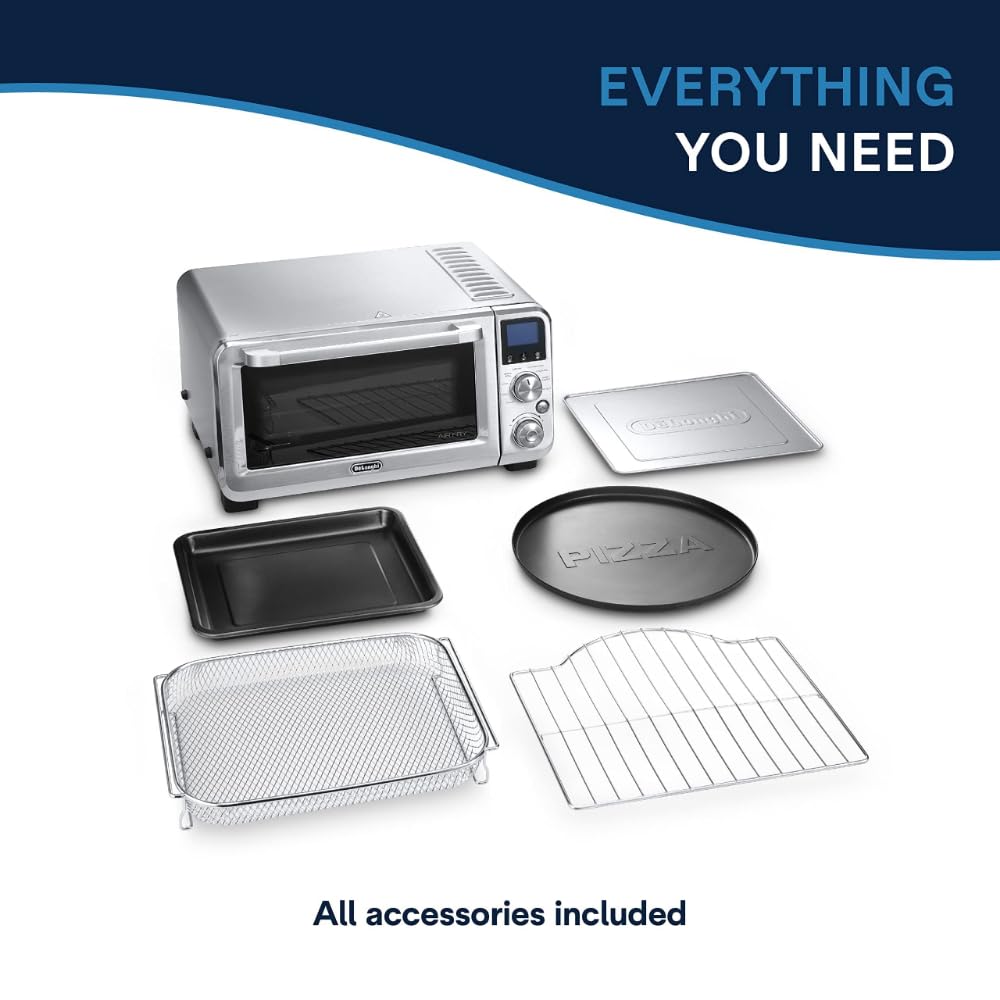 De'Longhi Air Fry Oven, Premium 9-In-1 Digital Air Fry Convection Toaster Oven, Grills, Broils, Bakes, Roasts, Keep Warm, Reheat