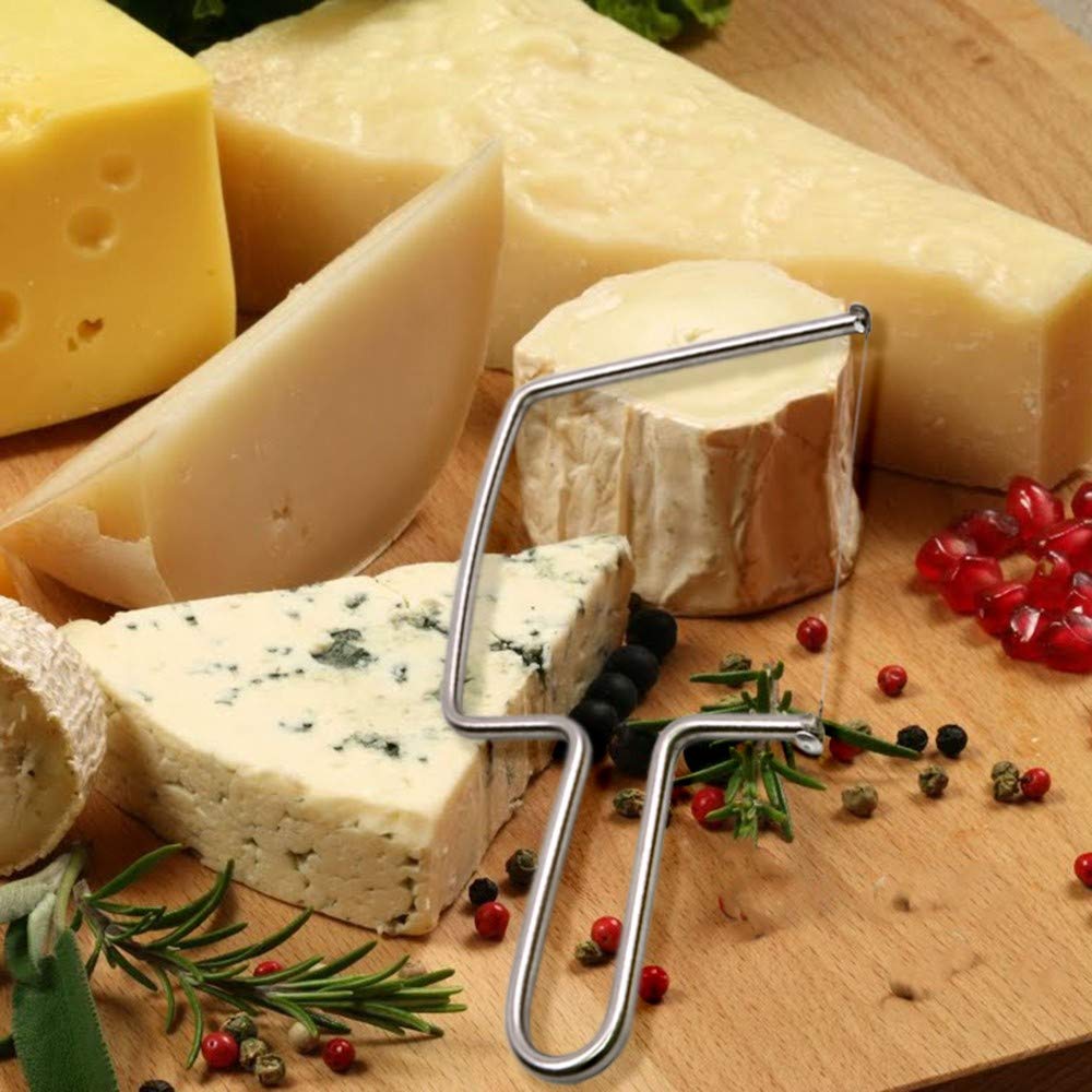 Aeon Design Cheese Slicer/Cutter With Extra 2 Wires-Easy And Fast Cutting Hard Or Semi Hard Block Cheeses-Stainless Steel Kitche