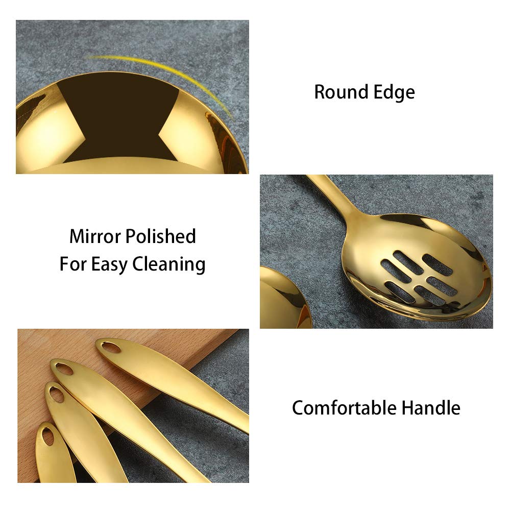 Kelendle 8 Piece Stainless Steel Kitchen Utensil Set Black Nonstick Cooking Utenisls Titanium Plated Kitchen Tools Gadgets Slott