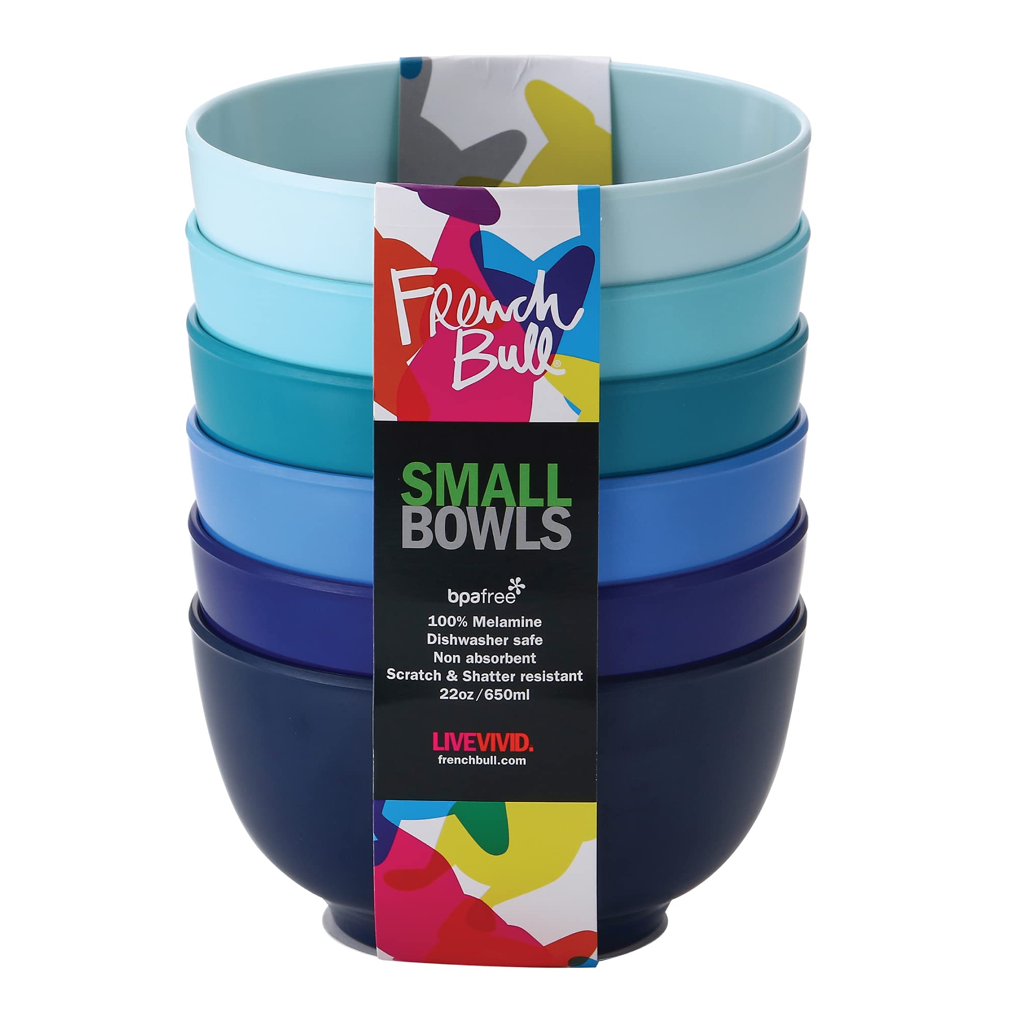 French Bull Melamine Small Bowls, 6-Piece Set, Small Serving Bowl - Snack, Condiment, Dip, Dessert, Ice Cream - Shatter Proof, F