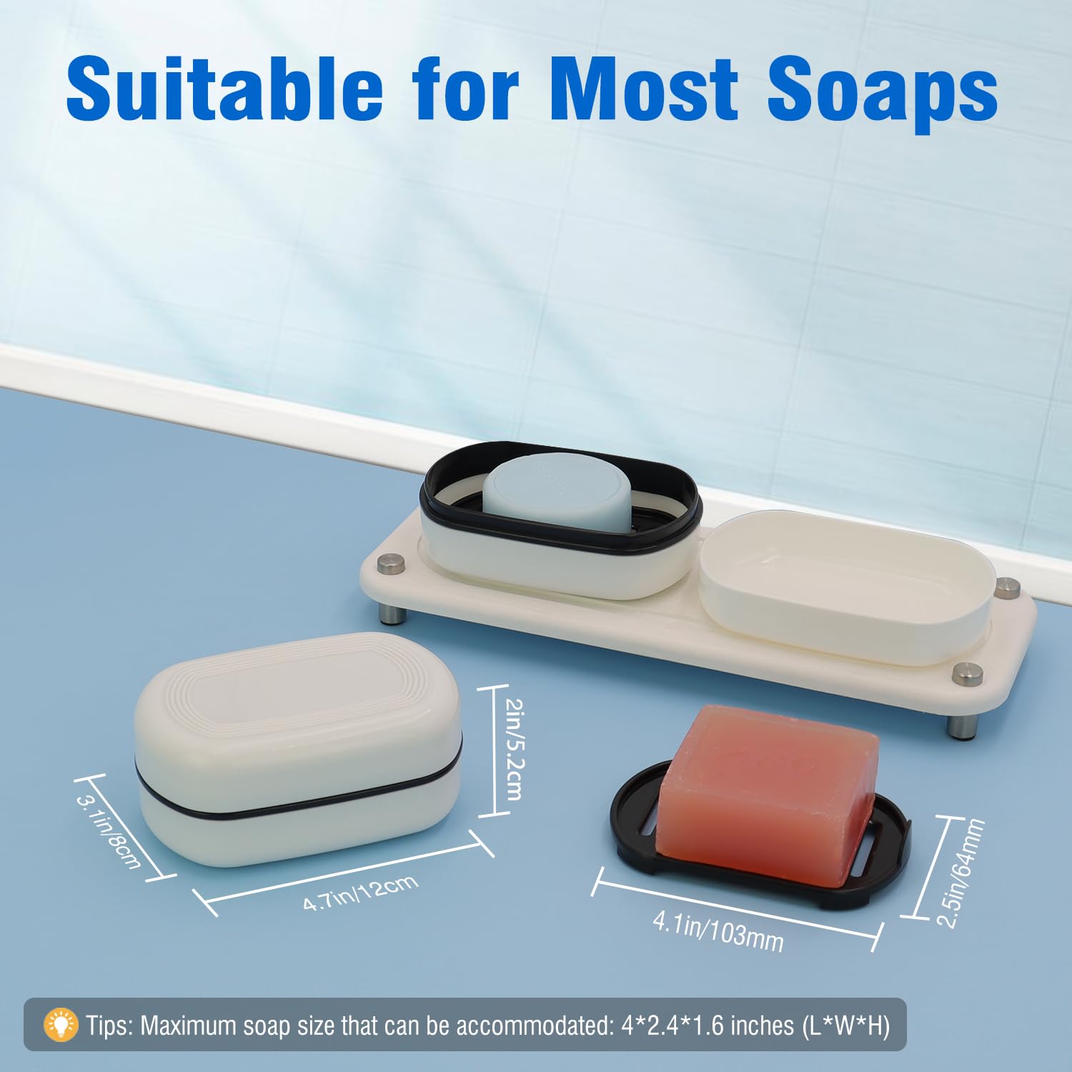 AIMAIAIMAI Travel Soap Container  Leakproof Soap Box  Travel Soap Holder with Removable Draining Layer  Portable Soap Case for Traveling  Camping  Gym (White  1 Pack)