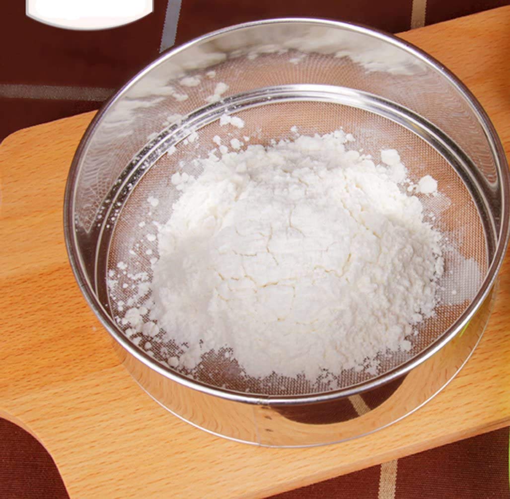 Loveday 6'' Flour Sieve Stainless Steel Professional Round Flour Sieve Strainer With 60 Mesh (6 Inch, 18/8 Steel)