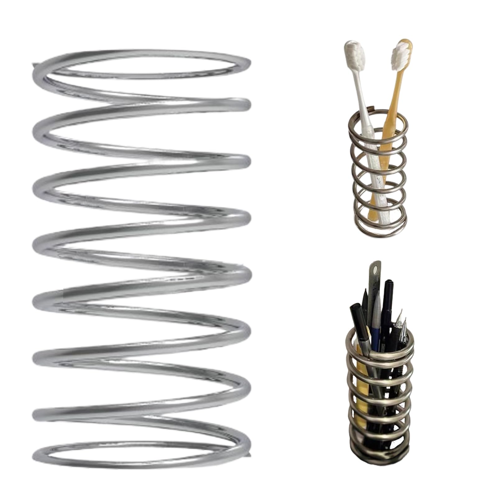 Toothbrush Holders Spring Shape Stainless Steel Pen Holder Bathroom Tabletop Makeup Brush Organizer Toothbrush Stand