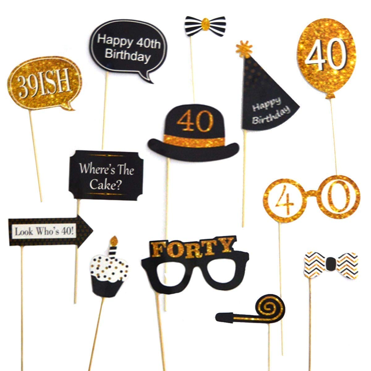 TOYXE 40th Birthday Photo Booth Props Set of 13