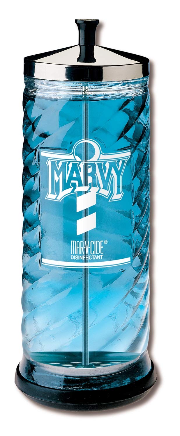 Marvy No. 8 Sanitizing Disinfectant Jar, 48 Ounce, Rubber Base, Manufactured of Heavy Wall Crystal clear Glass