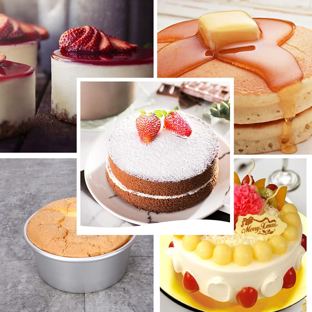 5Pack 5 Inch Cake Pan, Mini Cake Pan, Round Aluminum Cake Pan, Used For Family Gatherings To Bake Mini Cake Pizza, Quiche