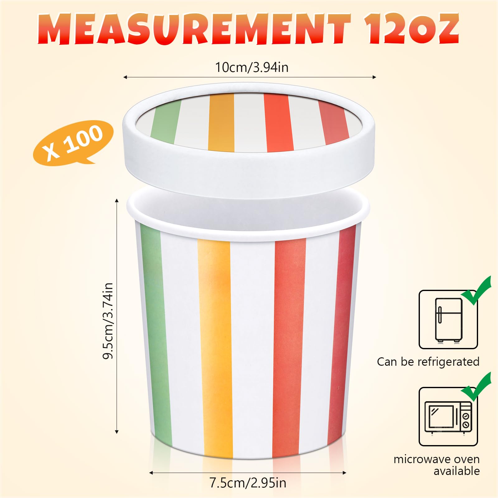 Irenare 100 Sets 12 Oz Valentine'S Day Disposable Soup Cups With Vented Lids Ice Cream Cup Hot Soup Bowls With Lids Kraft Paper