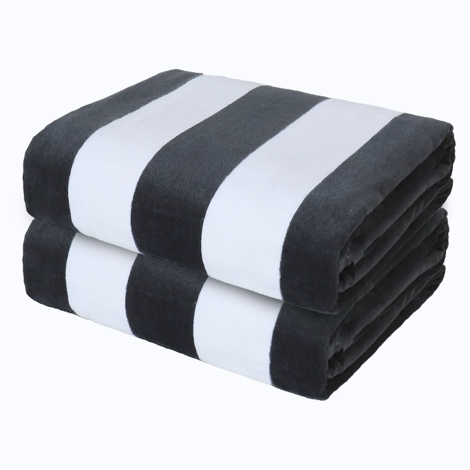 Exclusivo Mezcla 2 Pack Cotton Large 30x60 Inches Cabana Stripe Beach Towels, Super Absorbent Soft Plush Pool Towel, Bath Towel 