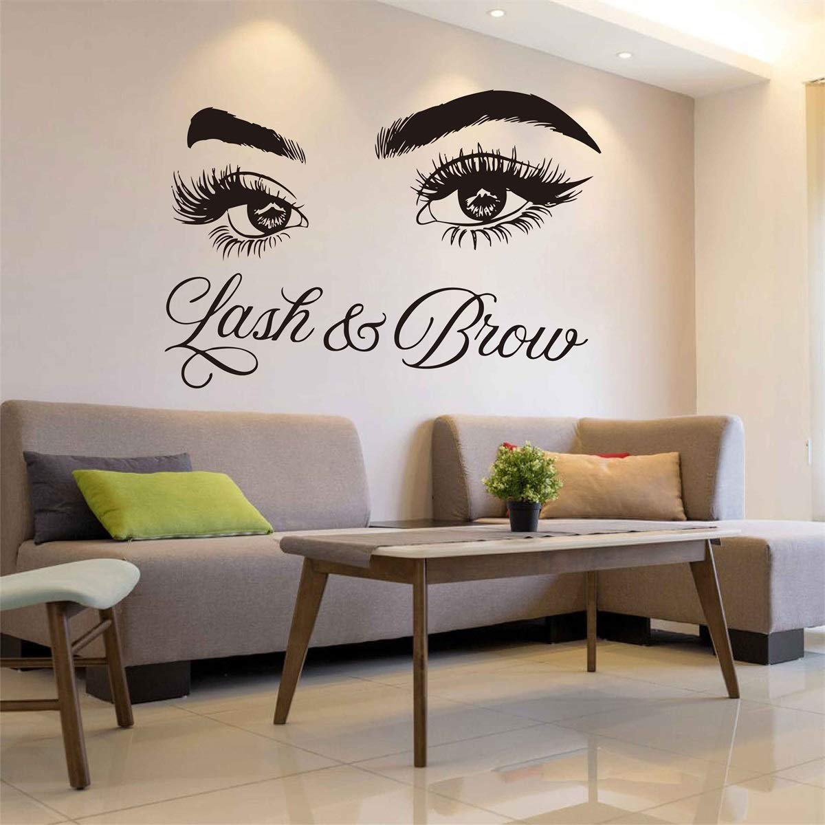 Lash & Brow Wall Decal Eyelash Extension Beauty Salon Decoration Make Up Room Wall Stickers Ll300 (Black)