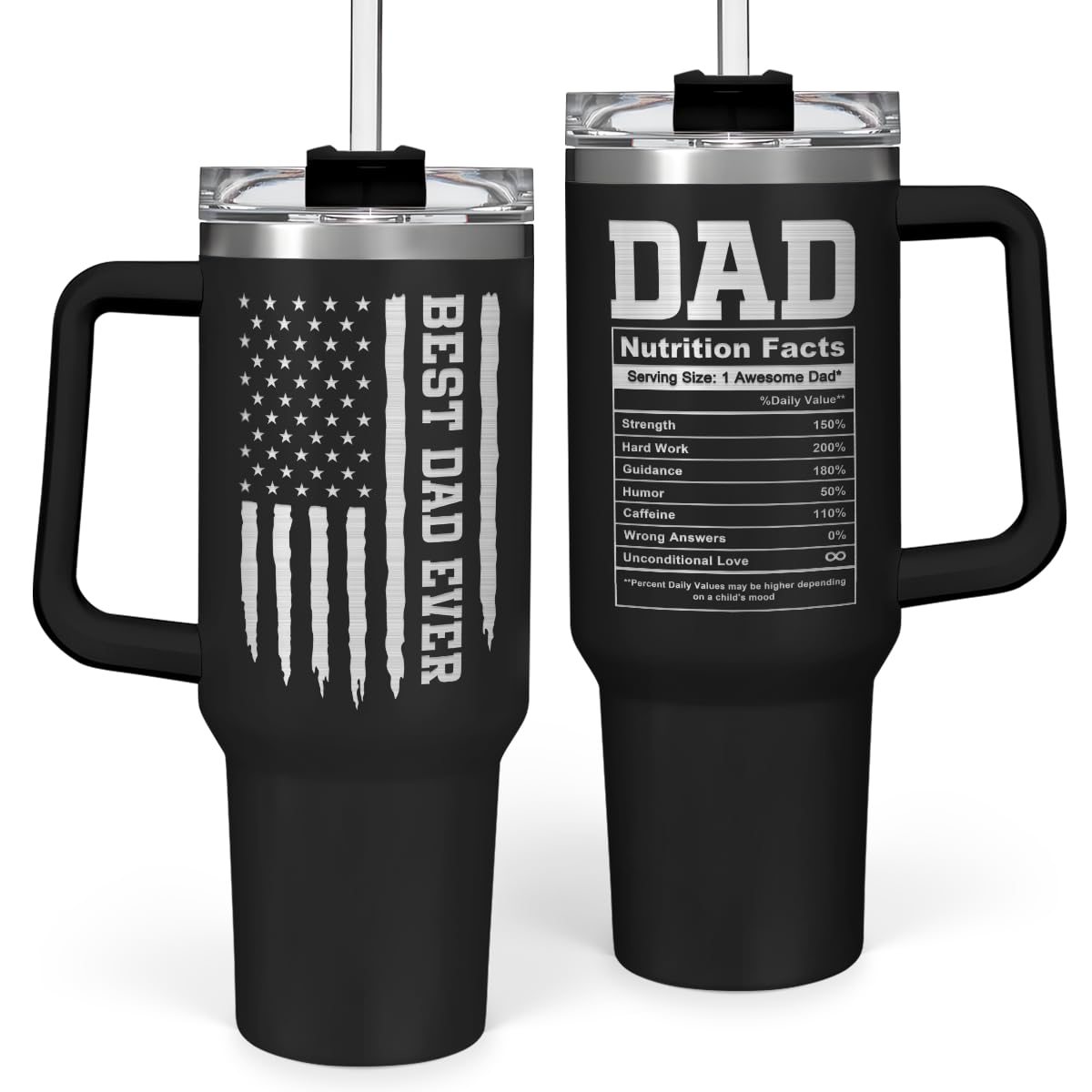 SANDJEST Best Dad Ever Tumbler 40oz Stainless Steel Insulated with Lid & Straw, Dads Gifts for Christmas Birthday Valentine Fath