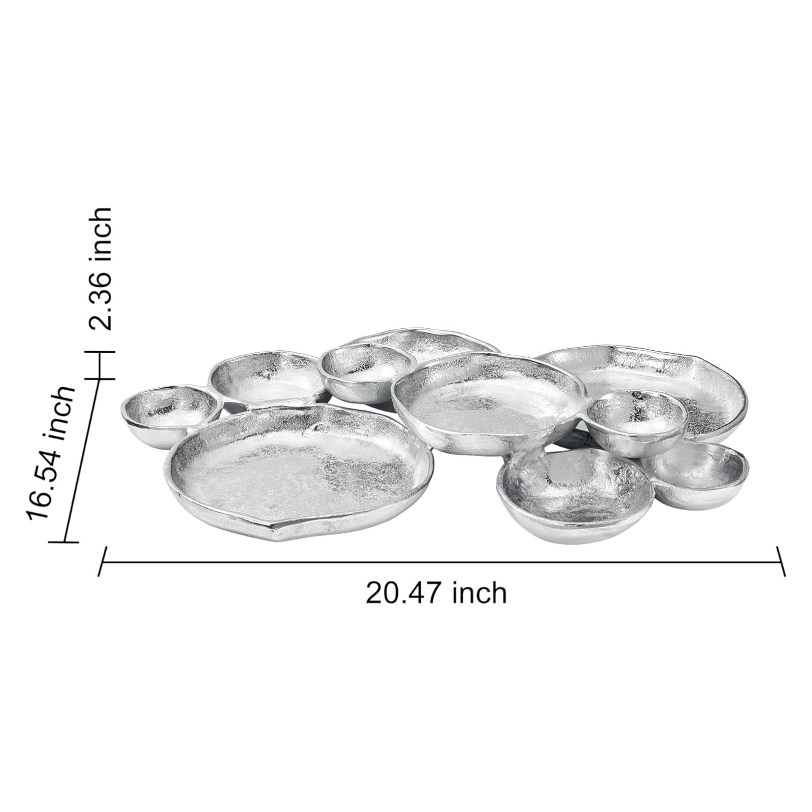 Cluster of 10 Round Serving Bowls Silver Clusters Decorative Tray