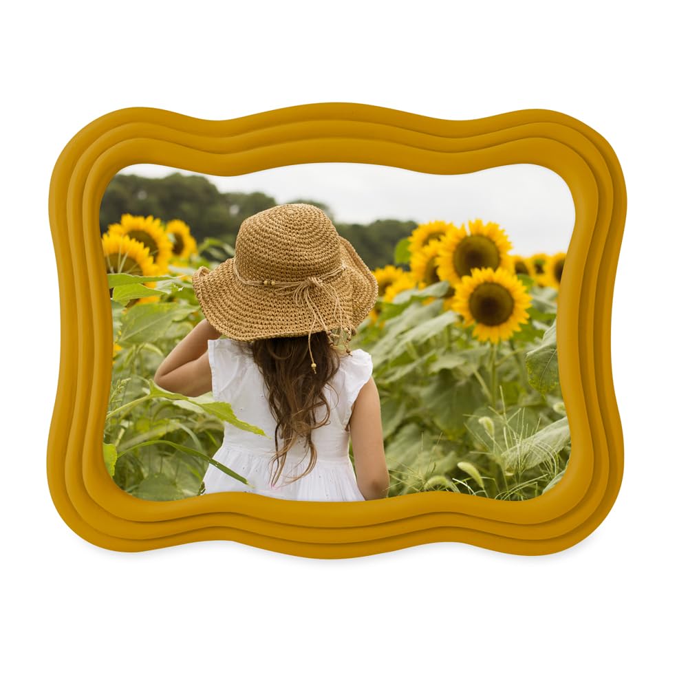 Isaac Jacobs 5x7 Matte Mustard Curved Deco Frame for Tabletop and Wall Display, Decorative Art, Design, Home D  cor, Gift (5x7,