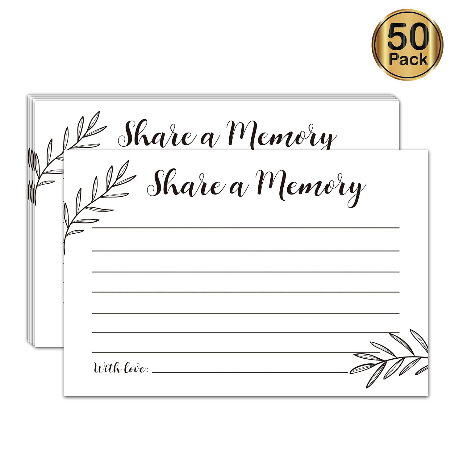 Share A Memory Cards, 50 Cards, Memory Card For Celebration Of Life, Graduation, Wedding, Retirement, Going Away Party, 4Inch X