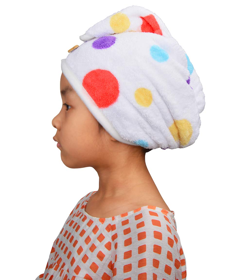 HOPESHINE Microfiber Hair Towel Wrap Small Size for Little Girl 3-Pack Super Absorbent Magic Instant Hair Drying Towels for Kids